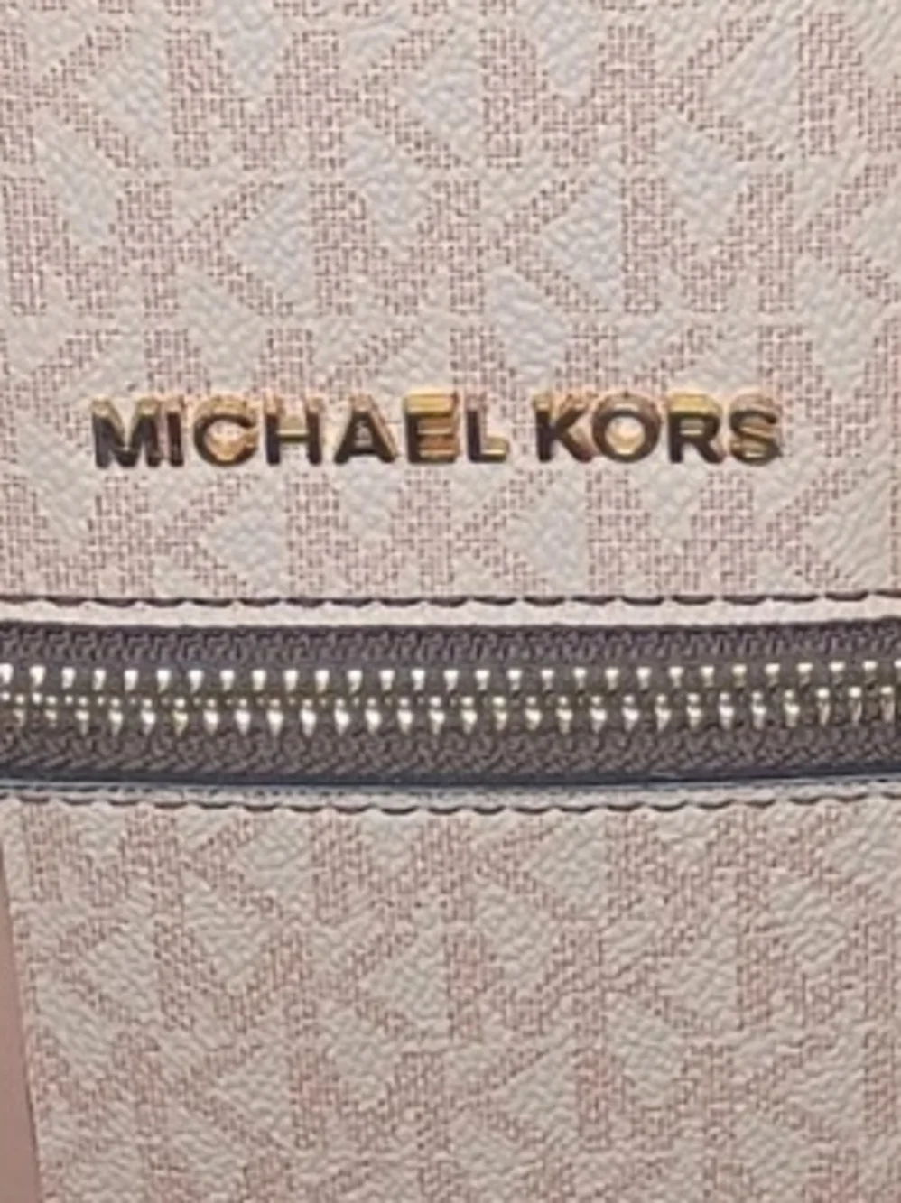 Michael Kors Rhea Zip Stripe Medium Backpack Pink & Brown Monogram